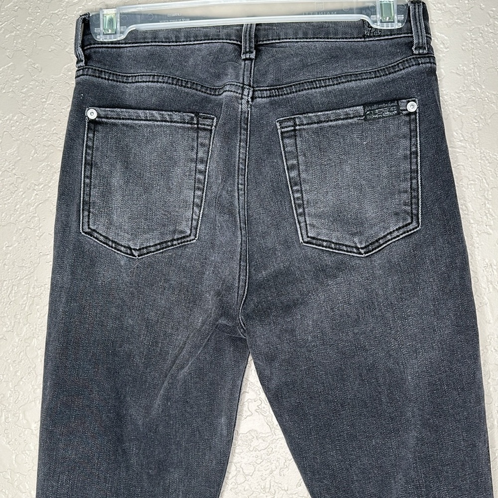 7 For All Mankind High-Waist Ankle Skinny Jeans in Metallic Glitter Tux - Picture 9 of 13